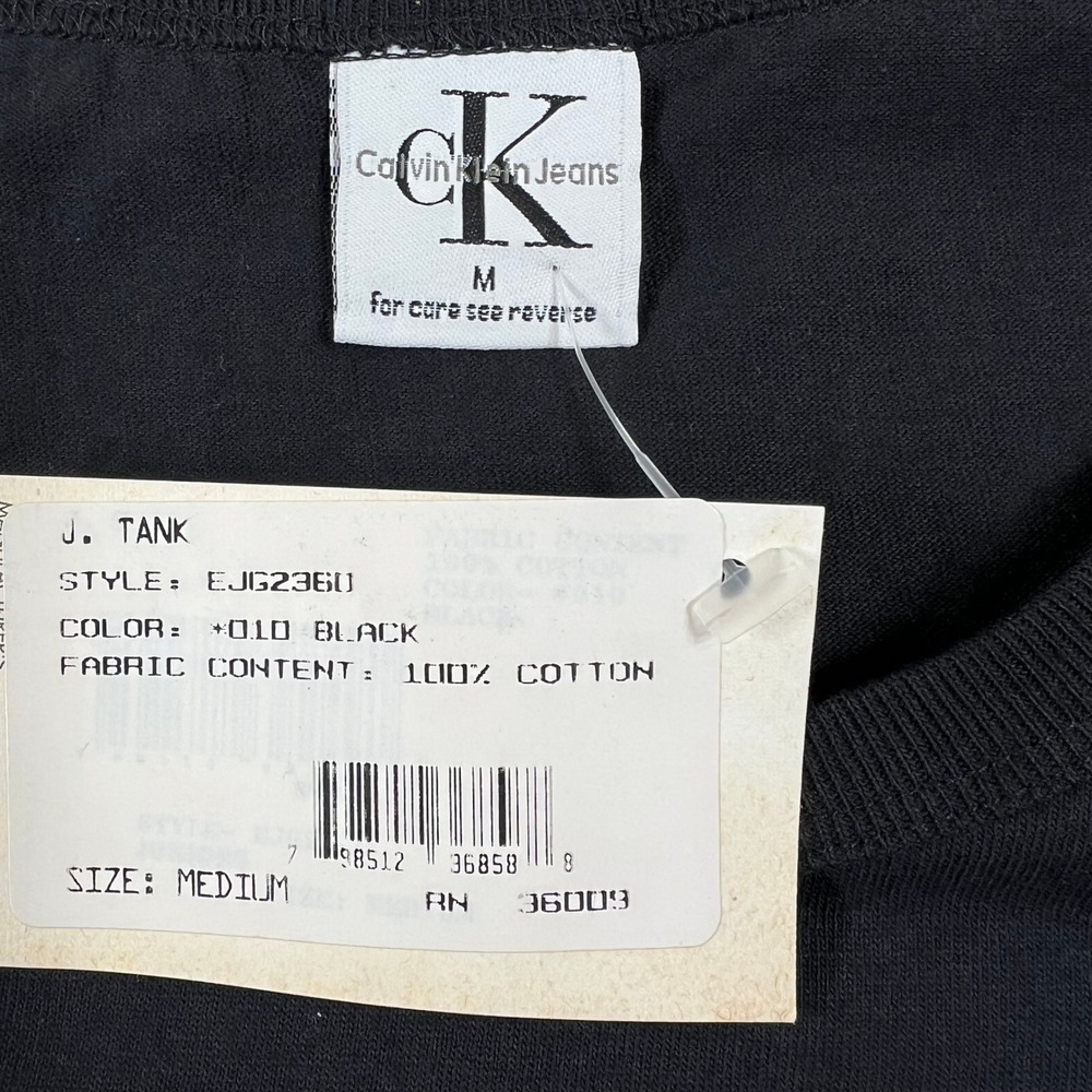 Calvin Klein Jeans Tank Top Juniors Medium Black Graphic Logo Cotton VTG NWT - Picture 3 of 7